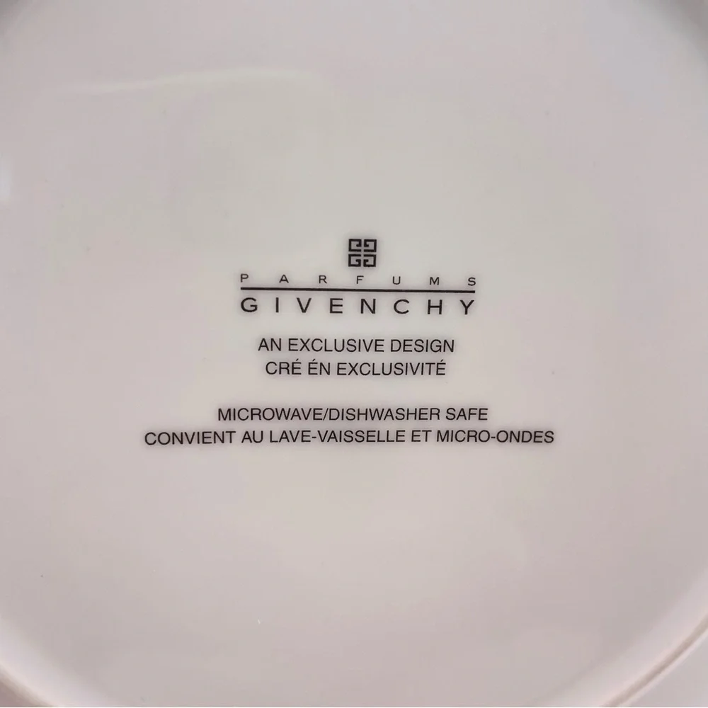 Vintage Set 3 GIVENCHY Parfums 2003 Paris Porcelain Dessert Plates Flowers 8” - Picture 10 of 12